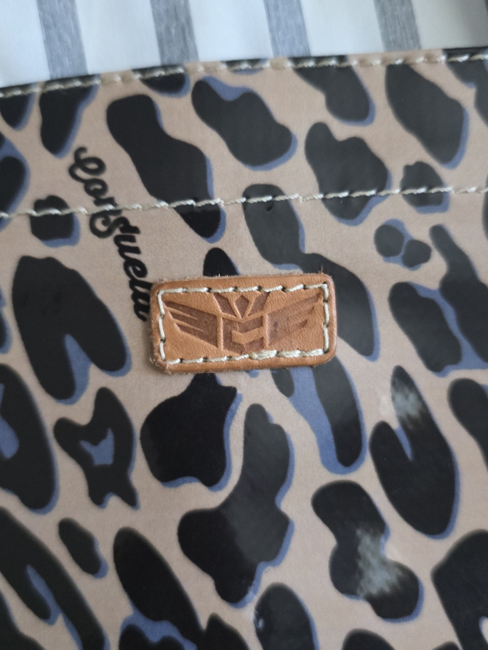 Consuela Leopard Print Tote in Beige and Black - Picture 3 of 6